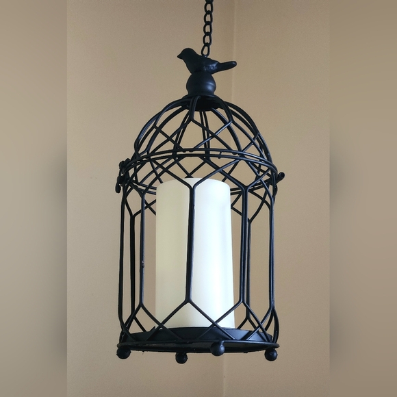 Gothic Black Bedside Wall Mirror Set with Candle Holder & Bird Cage with Candle - Picture 6 of 8